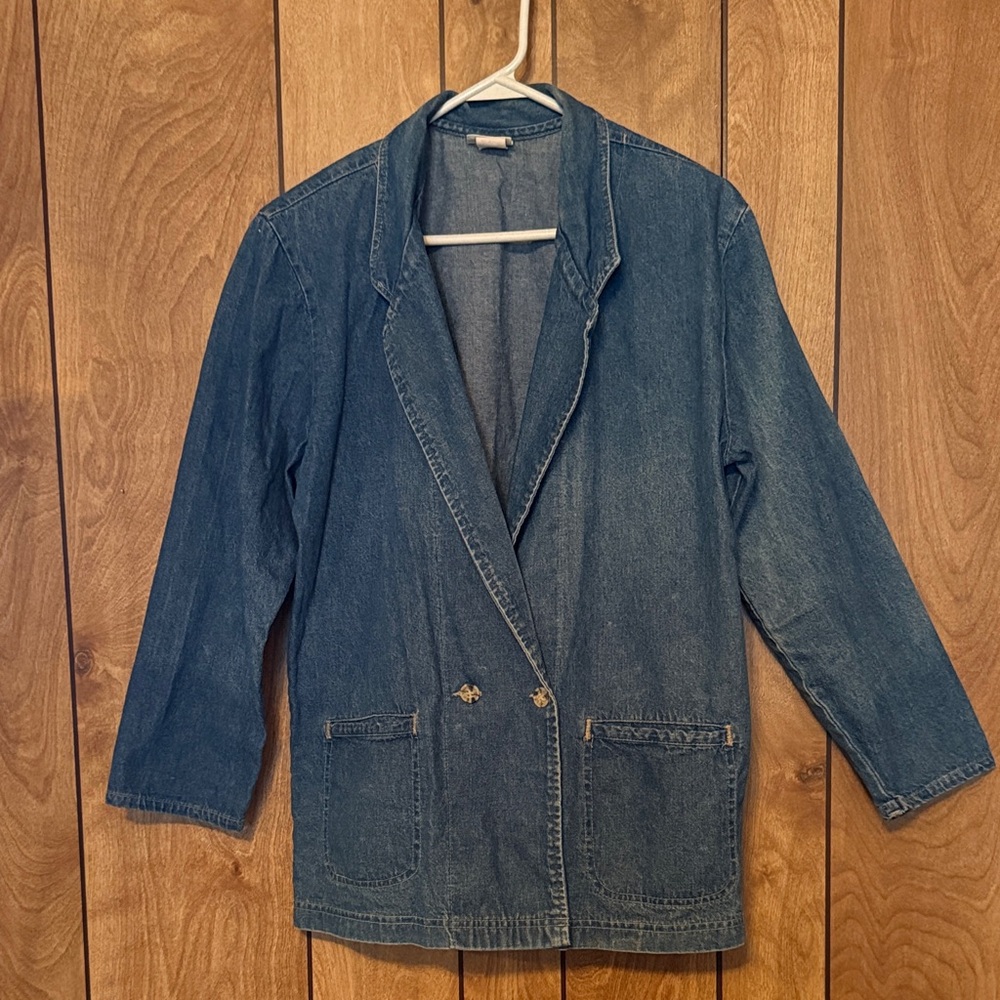 Vintage Vivaldi Jeanswear Sz M Denim Blazer Boho Native American Indian Maiden
